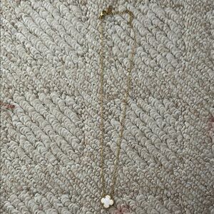 Elegant Gold and White Clover Necklace